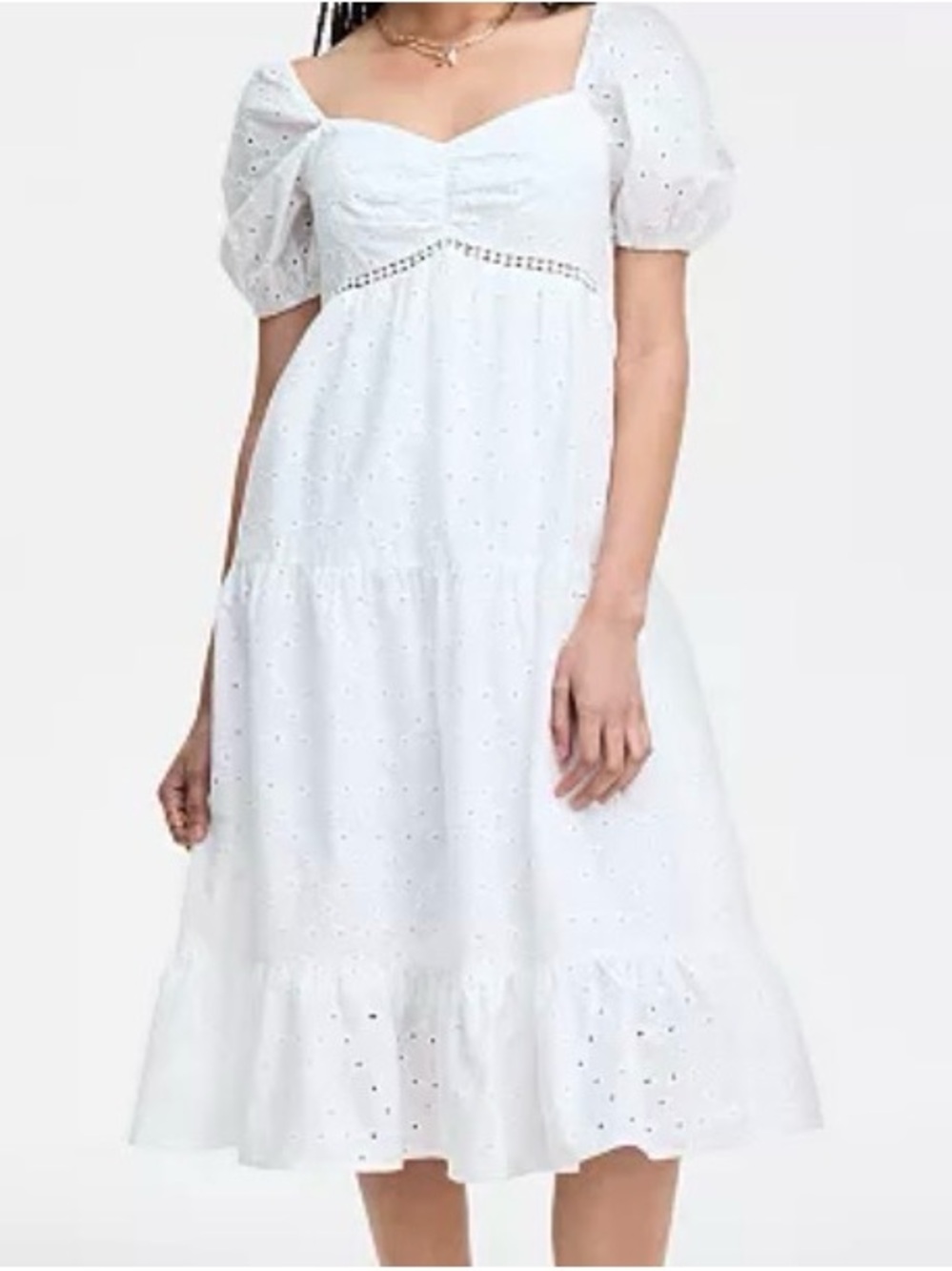 Kingston White Eyelet Sweetheart Midi Dress